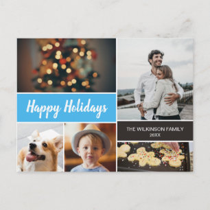 Cartes Pour Fêtes Annuelles Happy Holidays Photo Collage Blue Christmas