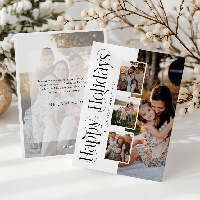 Cartes Pour Fêtes Annuelles Happy Holidays Photo Collage Christmas (Créateur téléchargé)