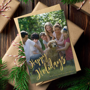 Cartes Pour Fêtes Annuelles Happy Holidays photo de script en or