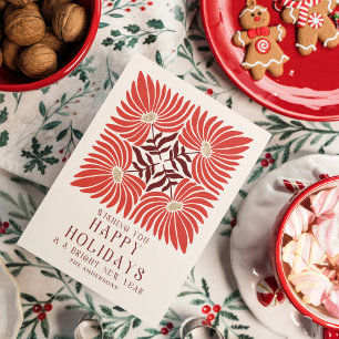 Cartes Pour Fêtes Annuelles Happy Holidays Photo Modern Bold Rouge Floral