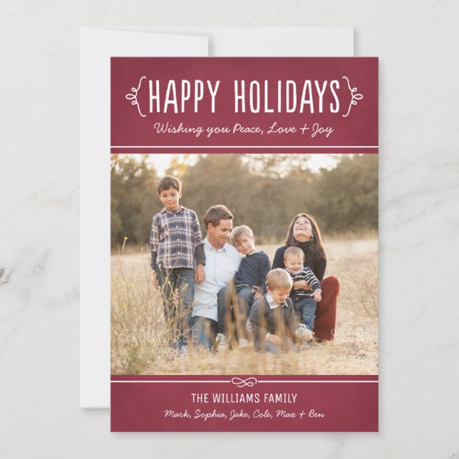 Cartes Pour Fêtes Annuelles Happy Holidays Rustic Red Wine Photo (Devant)