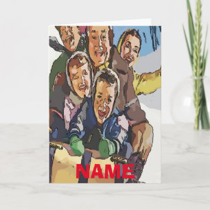 Cartes Pour Fêtes Annuelles Happy Holidays Sled Ride Ajouter un nom