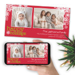 Cartes Pour Fêtes Annuelles Happy Holidays Snowflakes - 2 photos - horizontal<br><div class="desc">Customisez ce collage avec 2 photos et votre nom de famille. Inclut une option pour ajouter les prénoms des membres de votre famille ou un accueil de vacances personnel! VÉRIFIEZ PLUS DE COULEURS ET DE DESIGNS DANS MA GALERIE !</div>