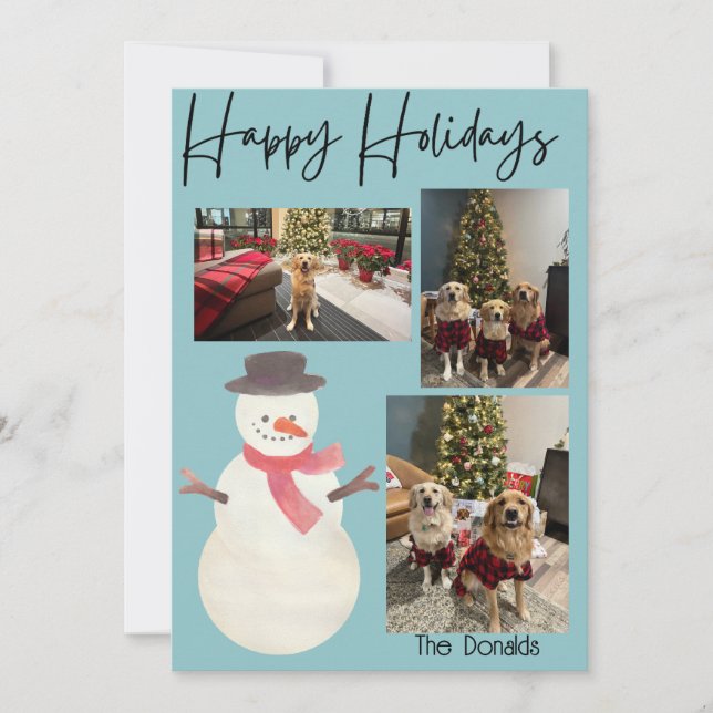 Cartes Pour Fêtes Annuelles Happy Holidays Snowman Photo Card (Devant)