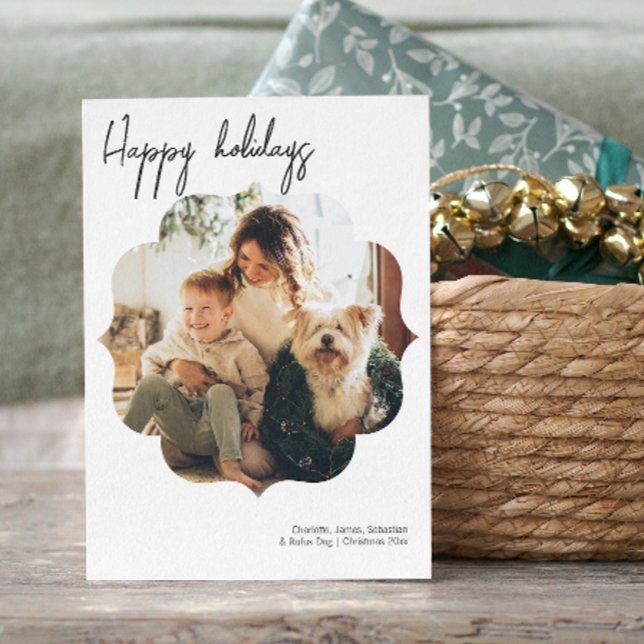 Cartes Pour Fêtes Annuelles Happy Holidays Texte personnalisé Photo personnali (Christmas Text Custom Photo Personalized Holiday Cards by Ricaso. Make your own, upload photograph)