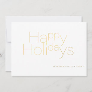 Cartes Pour Fêtes Annuelles Happy Holidays typographie or simple élégant