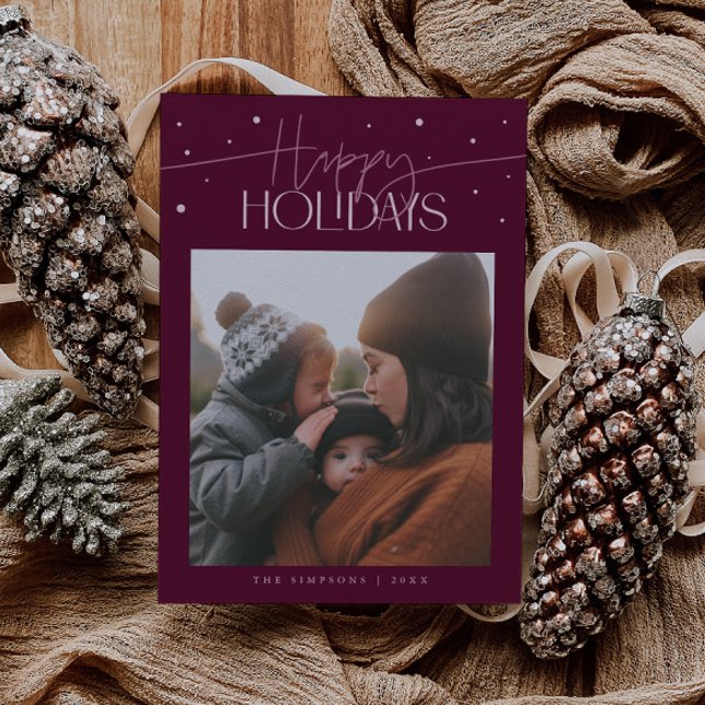 Cartes Pour Fêtes Annuelles Happy Holidays Typography Cranberry Photo (Créateur téléchargé)