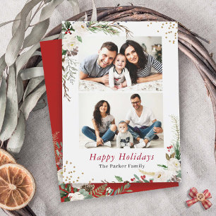 Cartes Pour Fêtes Annuelles Happy Holidays Winter Botanical Floral 2