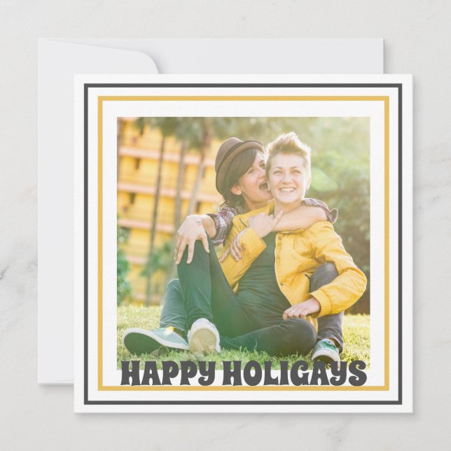 Cartes Pour Fêtes Annuelles Happy Holigays LGBTQ Photo de Noël (Devant)