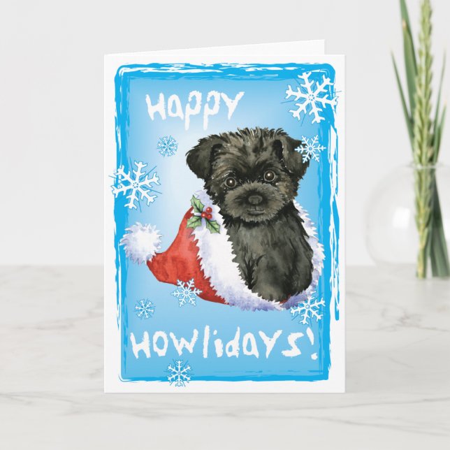 Cartes Pour Fêtes Annuelles Happy Howliday Affenpinscher (Devant)