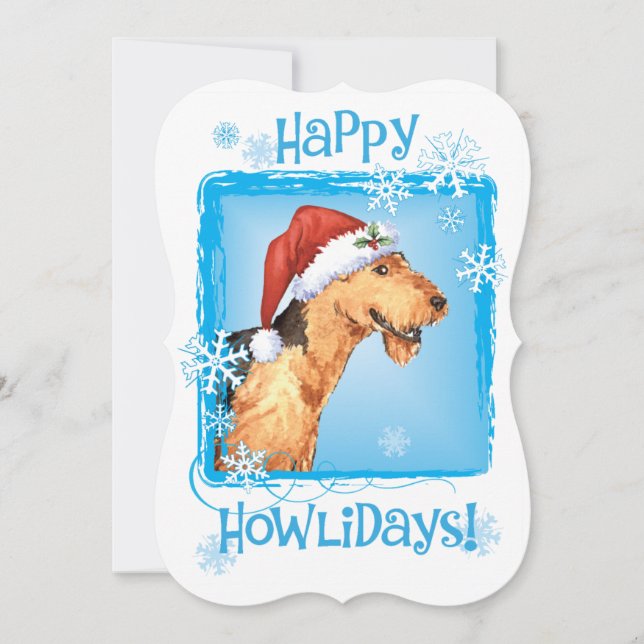 Cartes Pour Fêtes Annuelles Happy Howlidays Airedale (Devant)