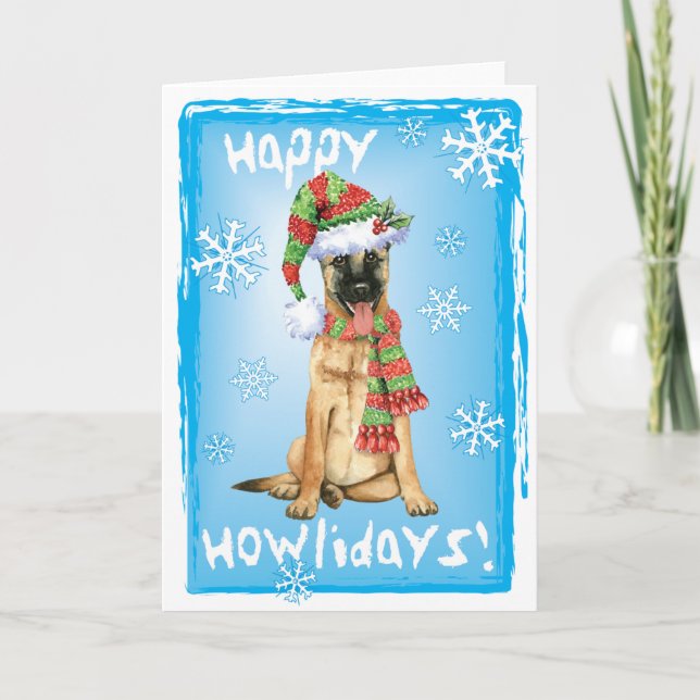Cartes Pour Fêtes Annuelles Happy Howlidays Belge Malinois (Devant)