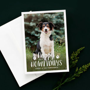 Cartes Pour Fêtes Annuelles Happy Howlidays Black White Puppy Dog Photo