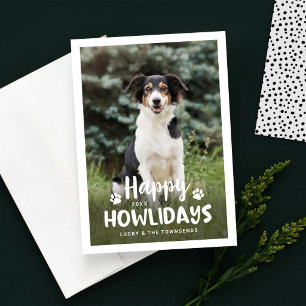 Cartes Pour Fêtes Annuelles Happy Howlidays Black White Puppy Dog Photo