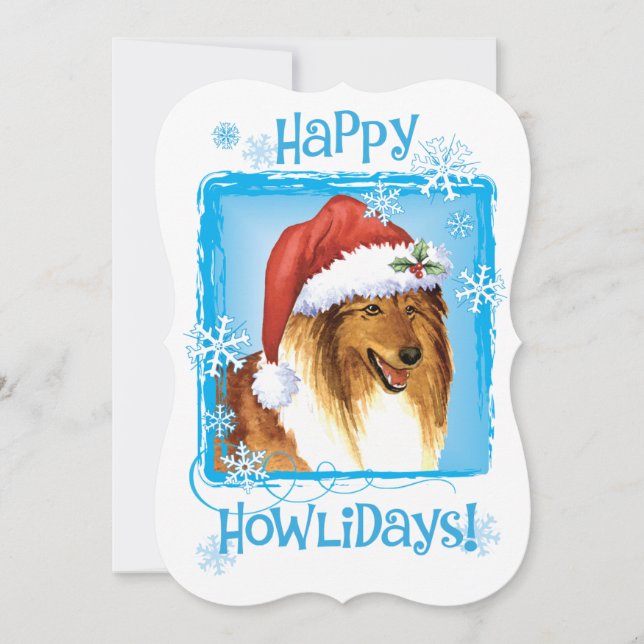 Cartes Pour Fêtes Annuelles Happy Howlidays Collie (Devant)