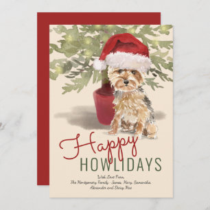 Cartes Pour Fêtes Annuelles Happy Howlidays Cute Yorkshire Terrier