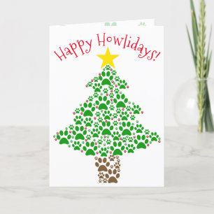 Cartes Pour Fêtes Annuelles Happy Howlidays Empreinte de patte Christmas Tree 