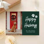 Cartes Pour Fêtes Annuelles Happy Howlidays Green Calligraphy Photo Animaux de<br><div class="desc">Bonne Howlidays Green Gold Calligraphy Pet Photo Holiday Card. Envoyez des voeux de vacances personnalisables et personnalisés à vos amis, collègues et famille dans des cartes de style simple, chic, élégant et moderne design photo festif, naturel minimaliste! Ci-dessous la calligraphie présente votre message de voeux personnalisé dans la typographie moderne....</div>