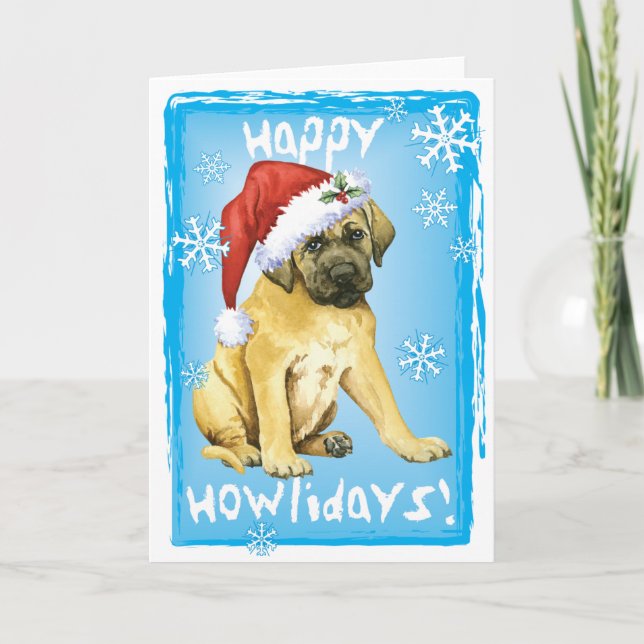Cartes Pour Fêtes Annuelles Happy Howlidays Mastiff (Devant)