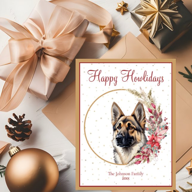 Cartes Pour Fêtes Annuelles Happy Howlidays mignon berger allemand chien (Créateur téléchargé)