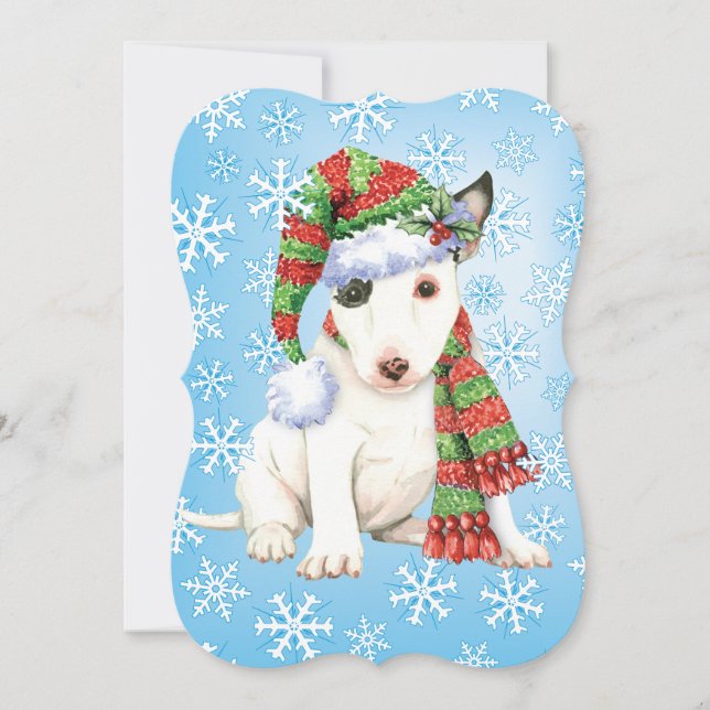 Cartes Pour Fêtes Annuelles Happy Howlidays Mini Bull Terrier (Devant)