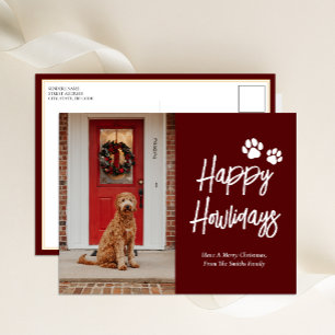 Cartes Pour Fêtes Annuelles Happy Howlidays Red Calligraphy Pet Photo