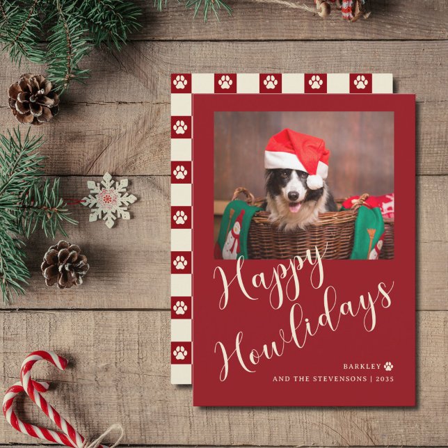 Cartes Pour Fêtes Annuelles Happy Howlidays Red Dog Photo (Créateur téléchargé)