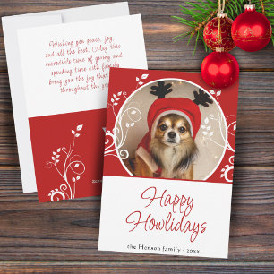 Cartes Pour Fêtes Annuelles Happy Howlidays Red Foliage Nom du chien Photo