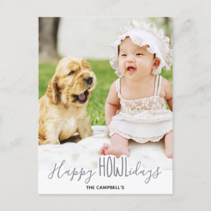 Cartes Pour Fêtes Annuelles Happy HOWLidays Silver Grey Chien Chien Chien Pet 
