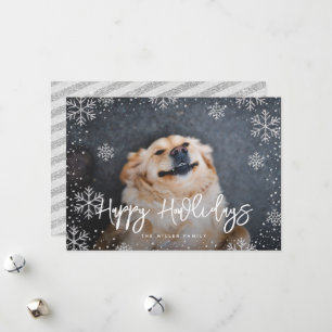Cartes Pour Fêtes Annuelles Happy Howlidays Silver Snowflakes Pet Photo