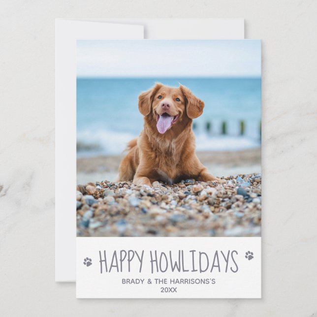 Cartes Pour Fêtes Annuelles Happy Howlidays Simple Cute Pet Dog (Devant)