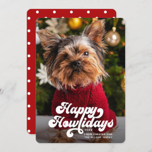 Cartes Pour Fêtes Annuelles Happy Howlidays Simple Fun Modern Photo Dog