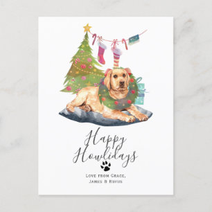 Cartes Pour Fêtes Annuelles Happy Howlidays Yellow Labrador Dog Christmas