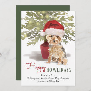 Cartes Pour Fêtes Annuelles Happy Howlidays Yorkshire Terrier Aquarelle