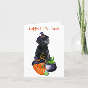 Cartes Pour Fêtes Annuelles Happy HOWLoween mignon Black Labrador Chien chiot