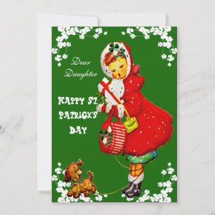 Cartes Pour Fêtes Annuelles Happy Jour de la Saint Patrick Fille vintage Pup C