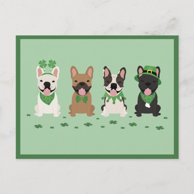 Cartes Pour Fêtes Annuelles Happy Jour de la Saint Patrick Français Bulldogs C (Devant)