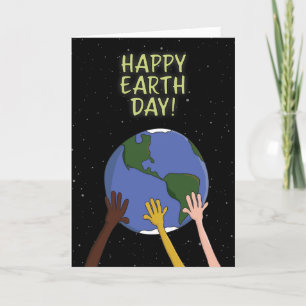 Cartes Pour Fêtes Annuelles Happy Jour des terres Hands Holding Planet dans l'