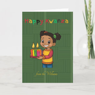 Cartes Pour Fêtes Annuelles Happy Kwanzaa African Girl Candle Family Photo
