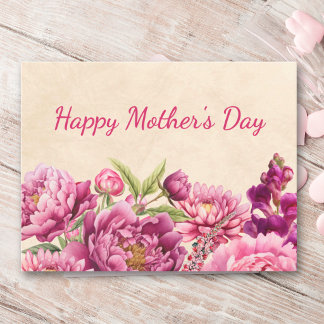 Cartes Pour Fêtes Annuelles Happy Mother’s Day Pink Peony Floral Design