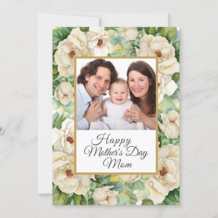 Cartes Pour Fêtes Annuelles Happy Mother's Day Photo Floral Gold Nom Script