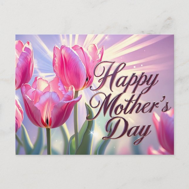 Cartes Pour Fêtes Annuelles Happy Mother's Day Pink Tulip Flowers  (Devant)