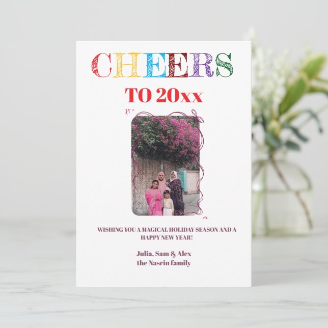 Cartes Pour Fêtes Annuelles Happy New Year 2025 Family Greeting (Debout devant)