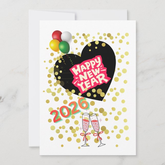 Cartes Pour Fêtes Annuelles Happy New Year 2026 (Devant)