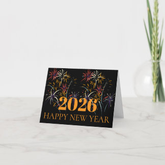 CARTES POUR FÊTES ANNUELLES HAPPY NEW YEAR 2026 GOLD FIREWORKS 