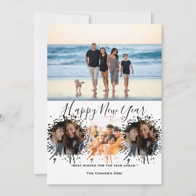 Cartes Pour Fêtes Annuelles Happy New Year 4 Collage Multi photo  (Devant)