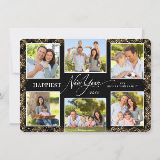 Cartes Pour Fêtes Annuelles Happy New Year 6 Photos Faux Glitter