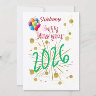 Cartes Pour Fêtes Annuelles Happy New year Card 2026 Simple and Beautiful