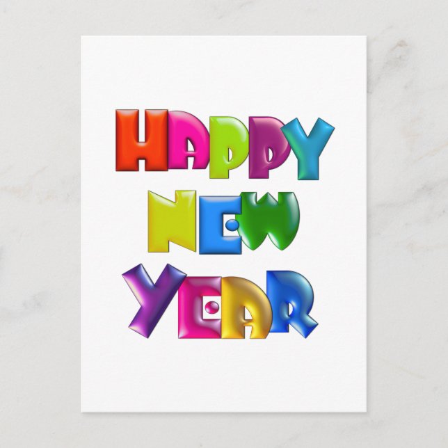 Cartes Pour Fêtes Annuelles HAPPY NEW YEAR fun 3D-like Greeting Cards (Devant)
