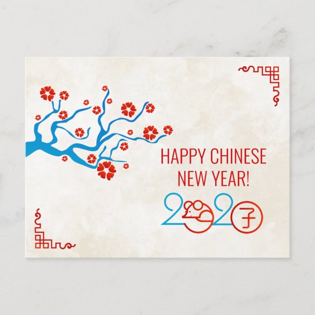 Cartes Pour Fêtes Annuelles Happy New Year of The Rat - 2020 (Devant)